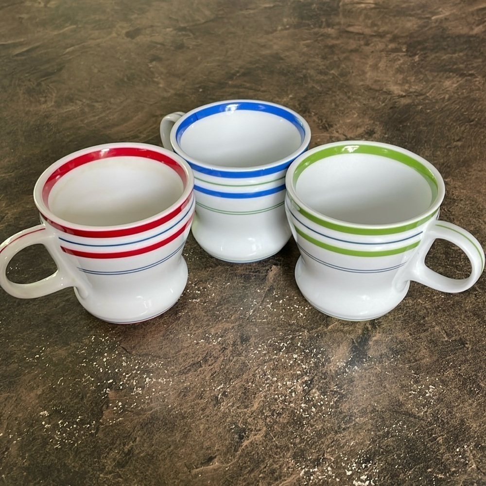 Starbucks | 2007 Retro Coffee Mugs| Striped| Collector| Rare| Blue/Green